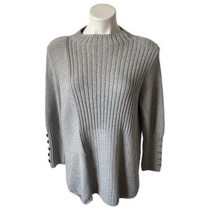 Habitat Textured Mock Neck Sweater 100% Cotton Gray Small Minimalist Neutral